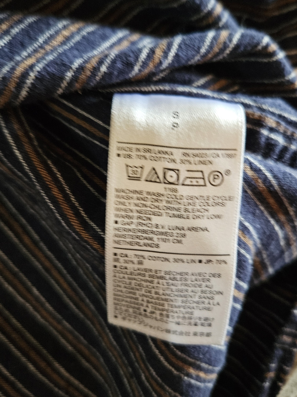Banana Republic Navy and White Striped Button-Down Shirt - Picture 4 of 4